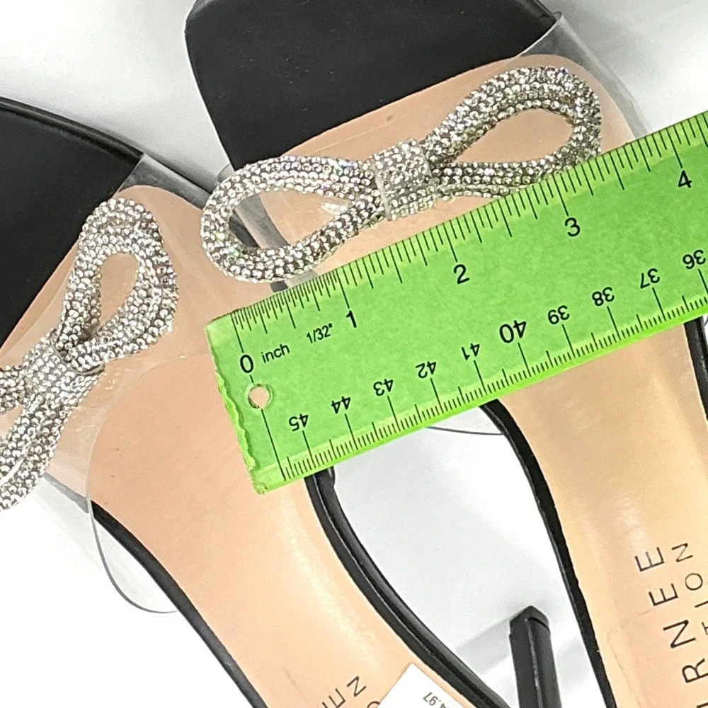 Journee‎ Size 10 Black Clear Sparkly Rhinestone Bow Stiletto Heels NEW Fenella